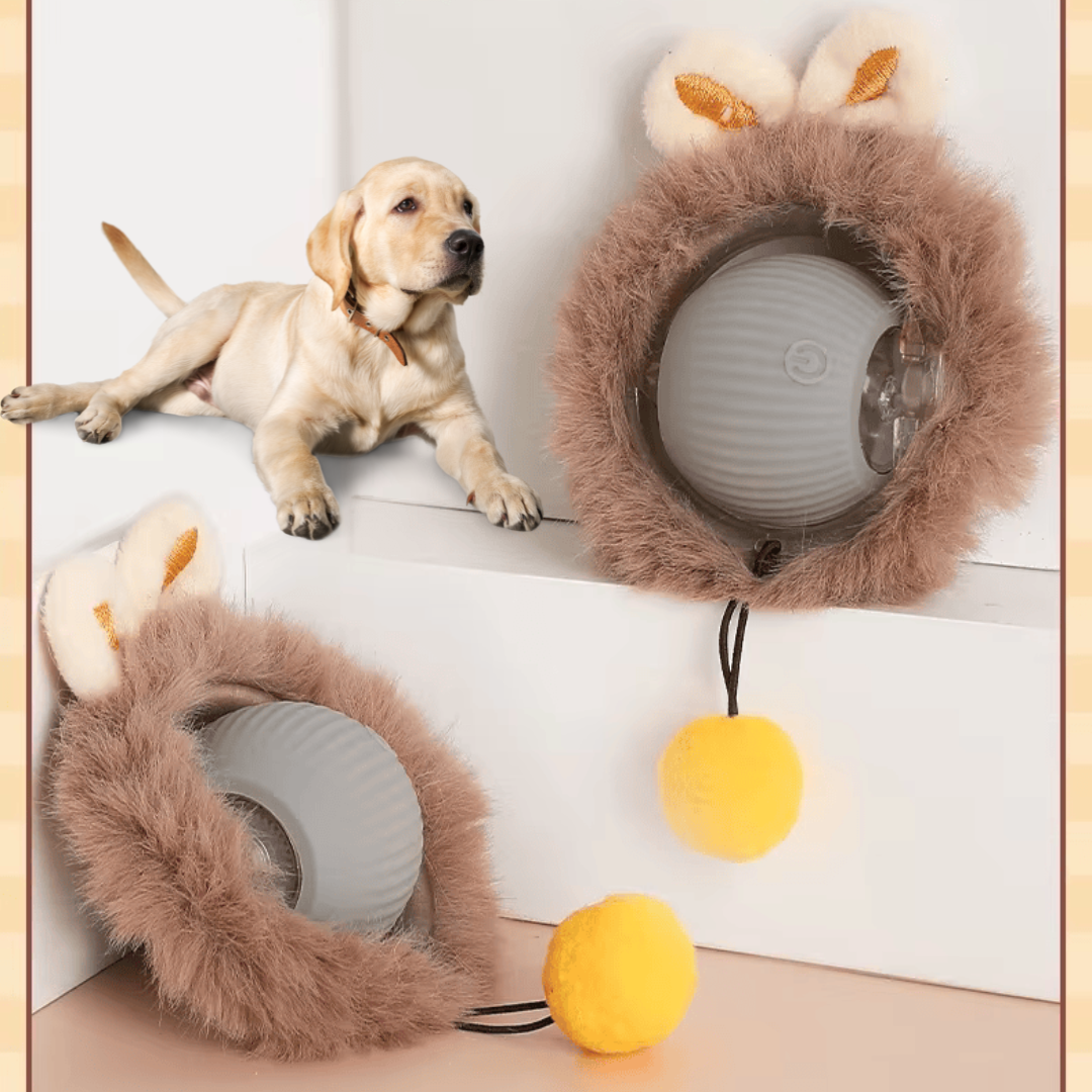 Interaktiver Spielball mit Fell für Hunde